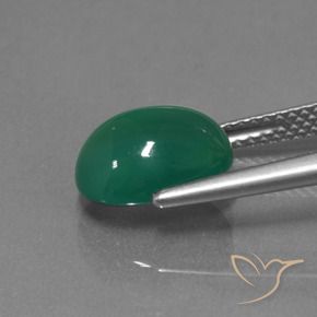 Agate Forêt verte naturelle ovale, 3.11 ct, Translucide