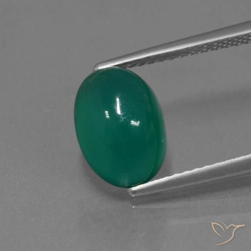 Agate vert naturelle coupe ovale, 2,97 ct, translucide