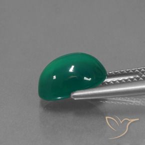 Agate vert naturelle coupe ovale, 2,97 ct, translucide
