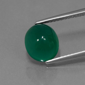 Agate vert naturelle coupe ovale, 2,81 ct, translucide