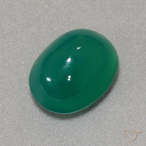 Agate Vert moyen naturelle ovale, 3.43 ct, Translucide