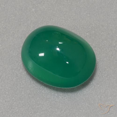 Agate Vert moyen naturelle ovale, 3.43 ct, Translucide