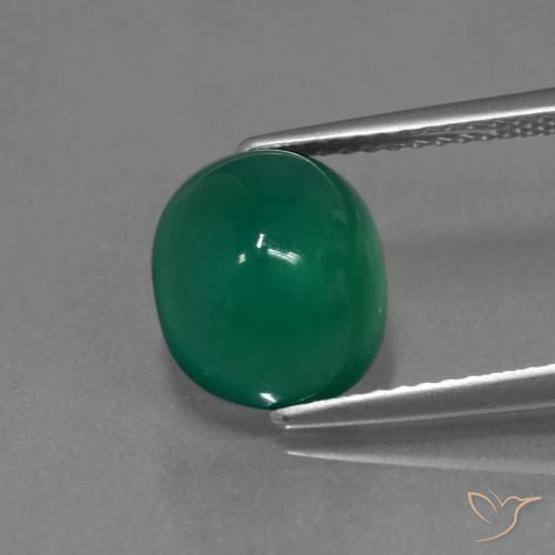 3.23ct Naturel Vert profond moyen Agate, ovale, Translucide