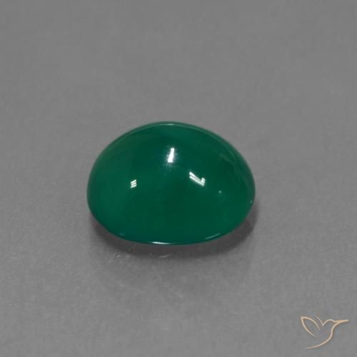 Agate Vert profond moyen naturelle ovale, 3.23 ct, Translucide