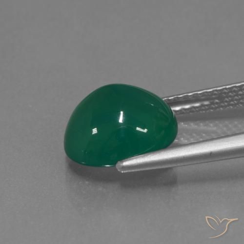 Agate Vert profond moyen naturelle ovale, 3.23 ct, Translucide