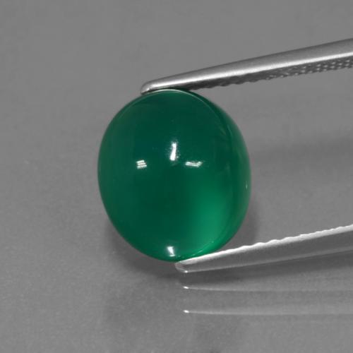Agate Vert profond moyen naturelle ovale, 3.98 ct, Translucide