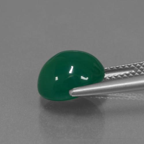 Agate Vert profond moyen naturelle ovale, 3.98 ct, Translucide