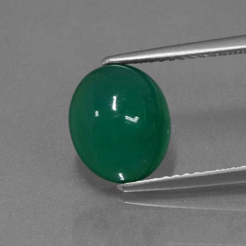 Agate vert naturelle coupe ovale, 3,00 ct, translucide
