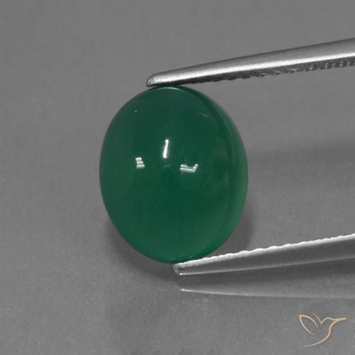 3.17ct Naturel Forêt verte Agate, ovale, Translucide