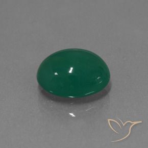 Agate Forêt verte naturelle ovale, 3.17 ct, Translucide