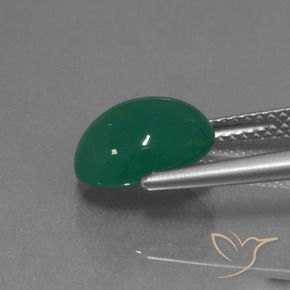 Agate Forêt verte naturelle ovale, 3.17 ct, Translucide