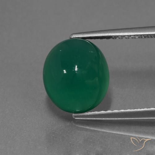 3.65ct Naturel Forêt verte Agate, ovale, Translucide