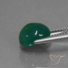 Agate Forêt verte naturelle ovale, 3.65 ct, Translucide