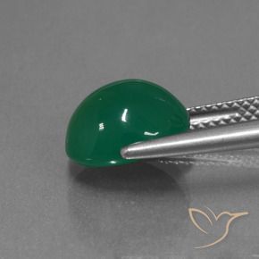 Agate Vert chaud naturelle ovale, 3.72 ct, Translucide