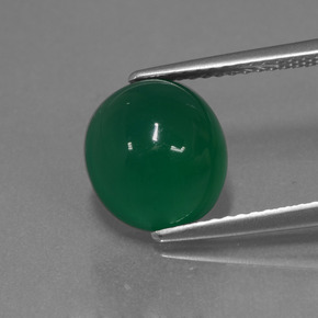 Agate vert naturelle coupe ovale, 3,60 ct, translucide