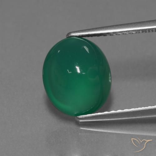 3.61ct Naturel Forêt verte Agate, ovale, Translucide