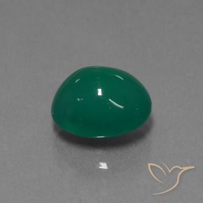 Agate Forêt verte naturelle ovale, 3.61 ct, Translucide