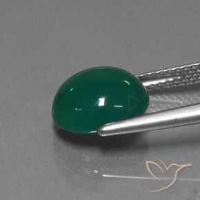 Agate Vert moyen naturelle ovale, 3.61 ct, Translucide