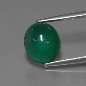 Agate vert naturelle coupe ovale, 3,01 ct, translucide
