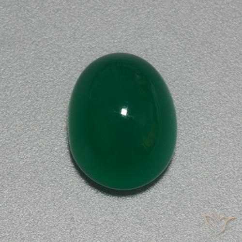 Agate Vert moyen naturelle ovale, 3.92 ct, Translucide