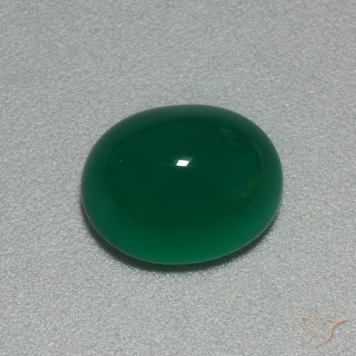 Agate Vert moyen naturelle ovale, 3.92 ct, Translucide