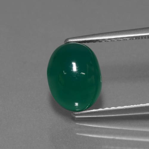 Agate Vert naturelle Coupe ovale, 2.95 ct, Translucide