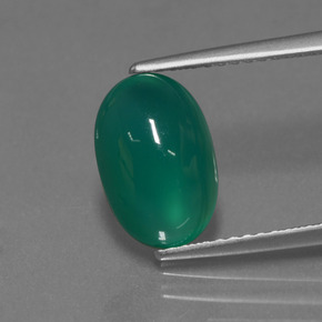 Agate vert naturelle coupe ovale, 2,88 ct, translucide