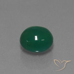 Agate Vert jaunâtre naturelle ovale, 3.42 ct, Translucide