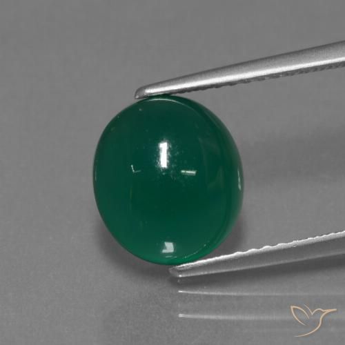 3.60ct Naturel Vert moyen Agate, ovale, Translucide, Photo A