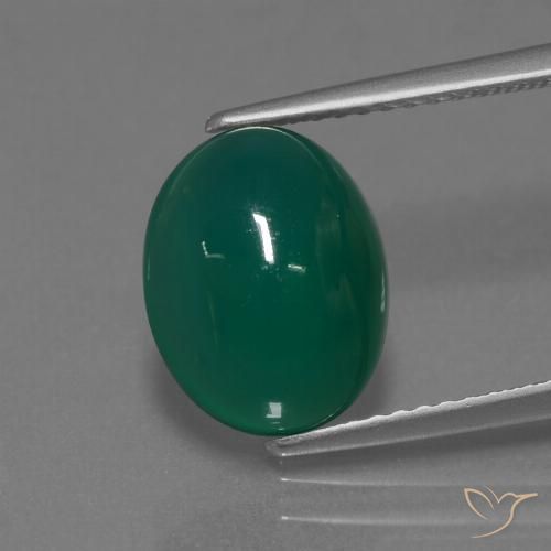 3.76ct Naturel Vert foncé moyen Agate, ovale, Translucide, Photo A