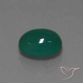 Agate Vert foncé moyen naturelle ovale, 3.76 ct, Translucide