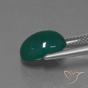 Agate Vert foncé moyen naturelle ovale, 3.76 ct, Translucide