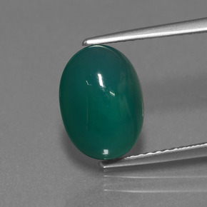 Agate vert naturelle coupe ovale, 3,43 ct, translucide