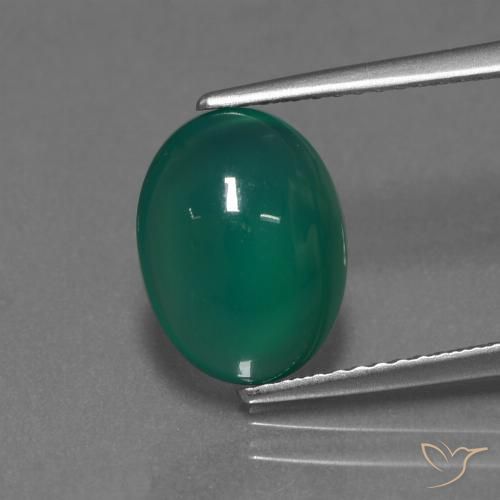 3.15ct Naturel Vert moyen Agate, ovale, Translucide