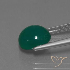 Agate Vert foncé moyen naturelle ovale, 3.53 ct, Translucide