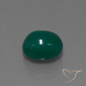 Agate Vert foncé moyen naturelle ovale, 3.49 ct, Translucide