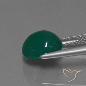 Agate Vert foncé moyen naturelle ovale, 3.49 ct, Translucide
