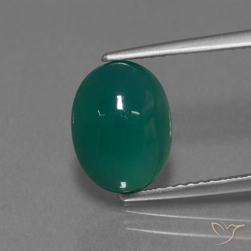 3.18ct Naturel Vert foncé moyen Agate, ovale, Translucide
