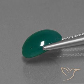 Agate Vert foncé moyen naturelle ovale, 3.18 ct, Translucide