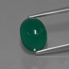 Agate vert naturelle coupe ovale, 3,31 ct, translucide