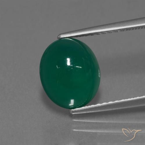3.04ct Naturel Vert moyen Agate, ovale, Translucide