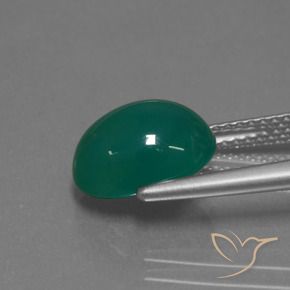 Agate Vert moyen naturelle ovale, 3.50 ct, Translucide