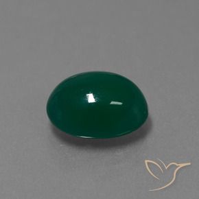 Agate Vert foncé moyen naturelle Coupe ovale, 3.88 ct, Translucide