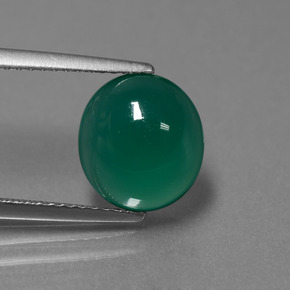Agate vert naturelle coupe ovale, 3,39 ct, translucide