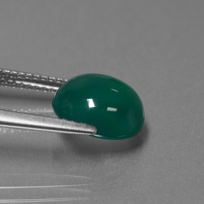 Agate vert naturelle coupe ovale, 3,39 ct, translucide