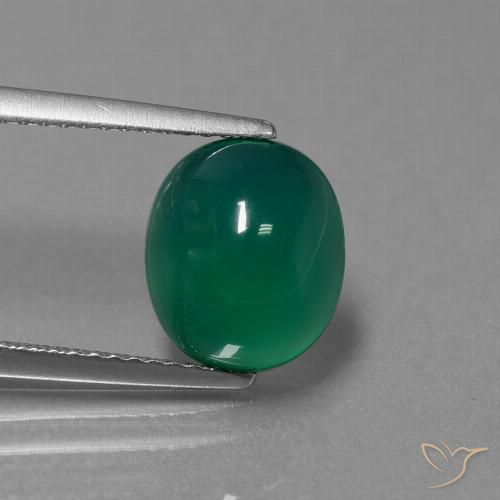 3.03ct Naturel Vert moyen Agate, ovale, Translucide