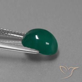Agate Vert moyen naturelle ovale, 3.03 ct, Translucide