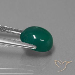 Agate Vert naturelle ovale, 3.46 ct, Translucide