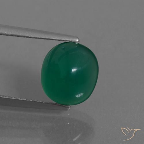 2.99ct Naturel Vert profond moyen Agate, ovale, Translucide