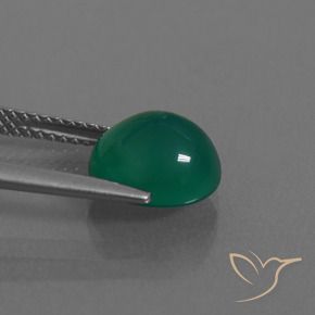 Agate Vert profond moyen naturelle ovale, 2.99 ct, Translucide